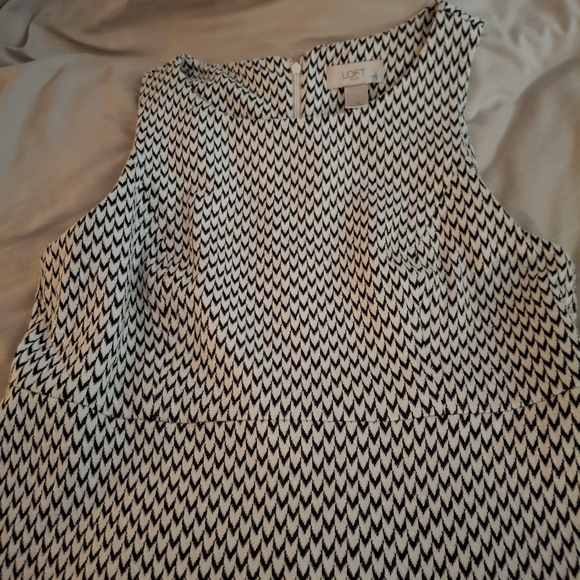 LOFT Black and White Halter Sheath Sleeveless Midi Dress - Picture 4 of 9